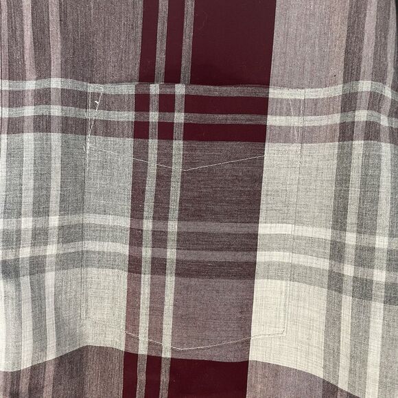 Men’s Van Heusen Burgundy and Gray Plaid Long Sleeve Button Down Shirt Size XL - Picture 5 of 12